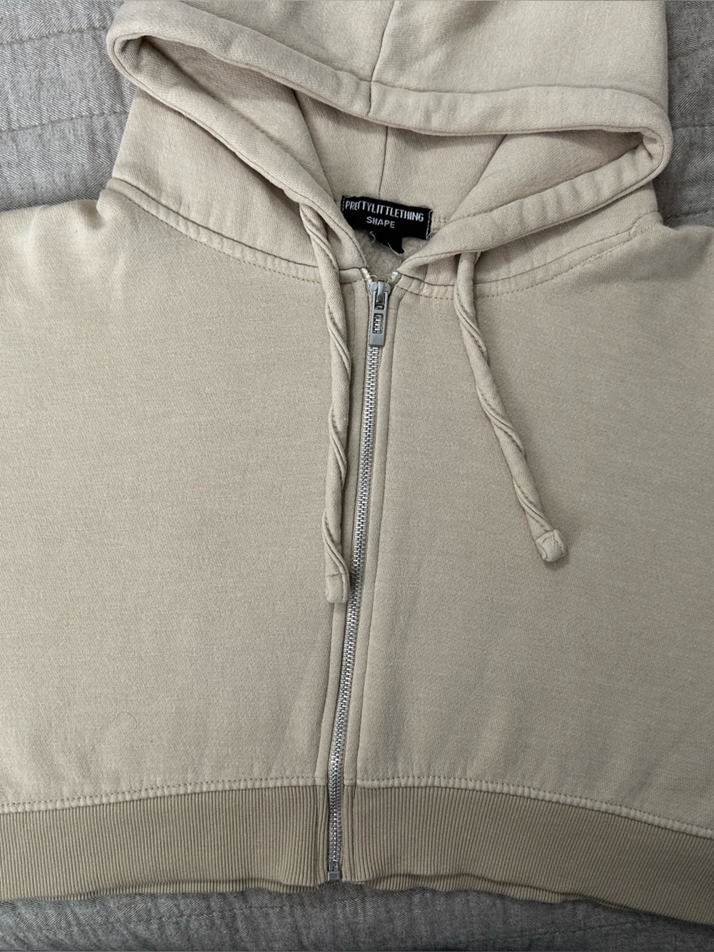 PrettyLittleThing Sand Beige Zip-Up Hoodie
